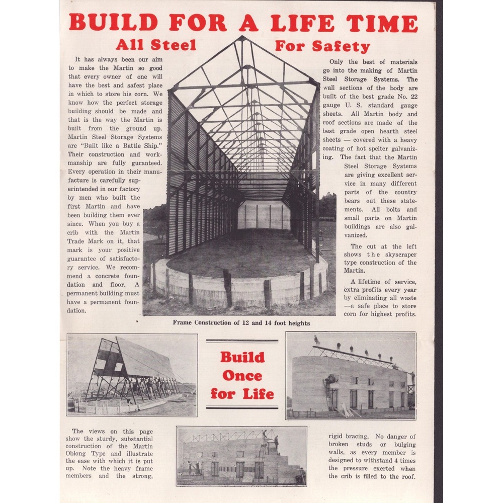 Vintage Martin Steel Products Corp Corn-Saver Cribs Advertising Brochure Ohio - Picture 2 of 3